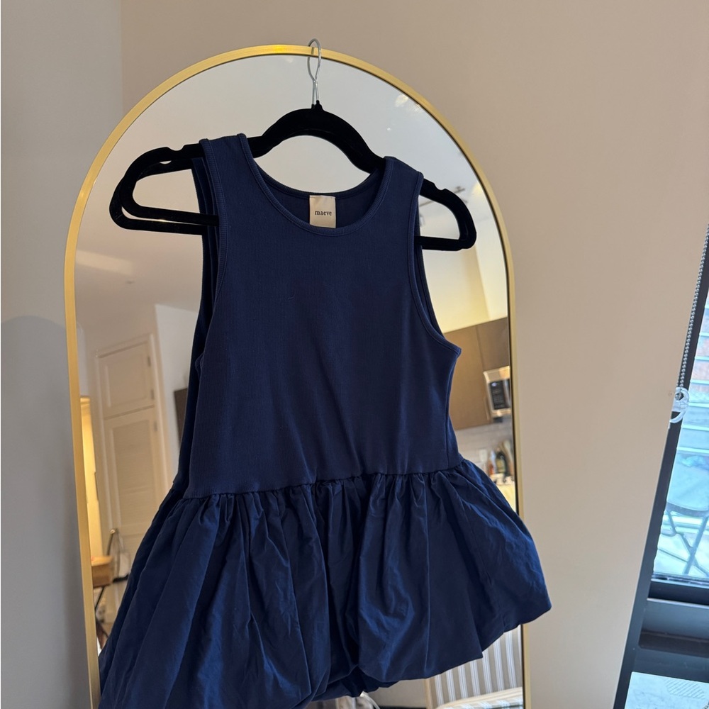 Maeve Deep Blue Bubble Peplum Tank
